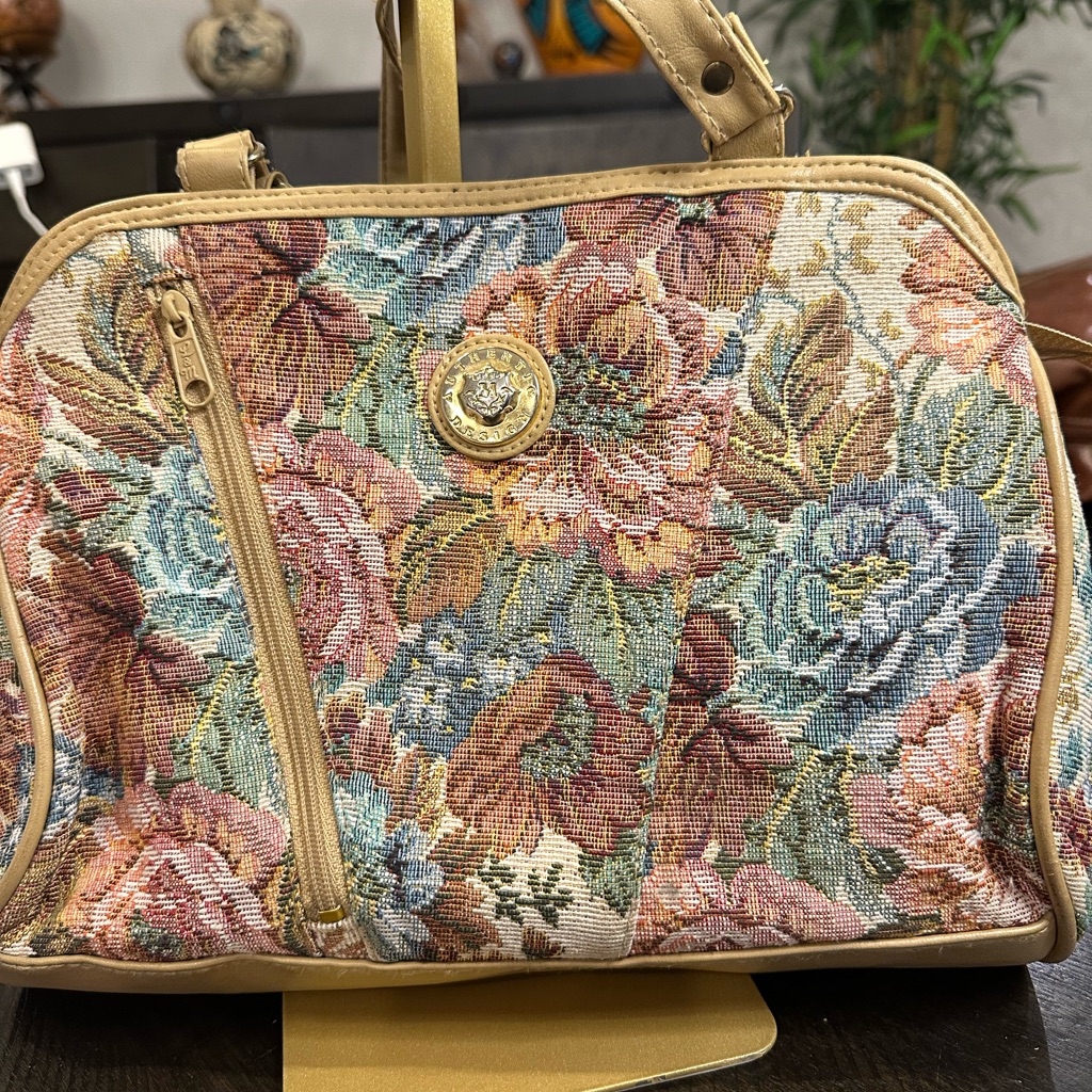 Vintage Floral Tapestry Satchel Bag